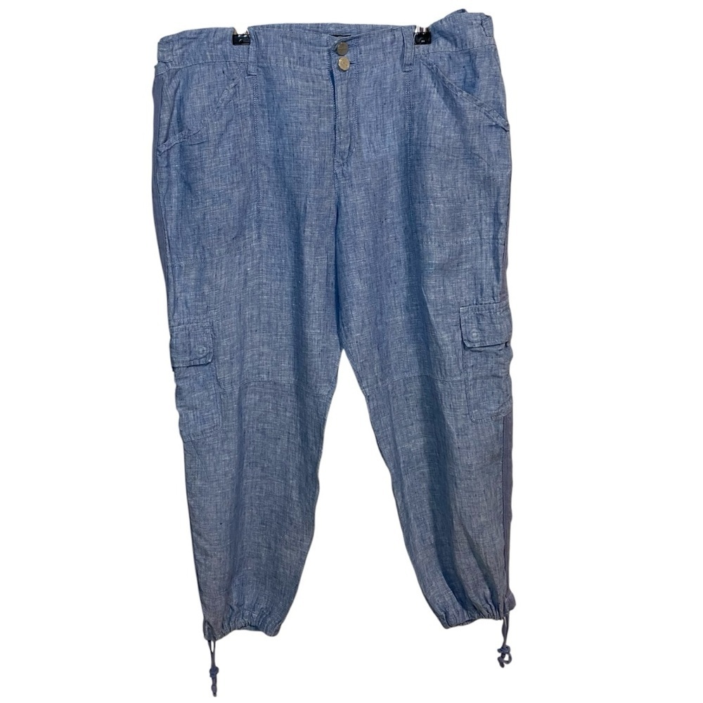 Anthrapologie - Sanctuary - Denim Blue Linen Cargo Crop Pant - 32 China - Picture 2 of 10